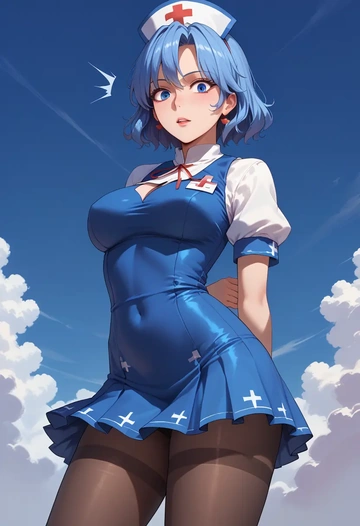 touhou,unzan,nurse, pantyhose,mini skirt  - AI generated anime art