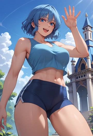 touhou,unzan,yoga shorts  - AI generated anime art