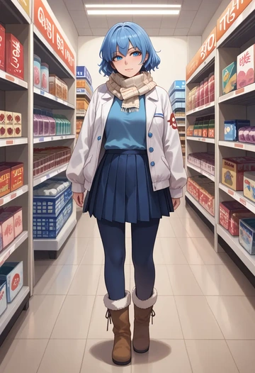 touhou,unzan,winter,student uniform,puffer jacket  - AI generated anime art