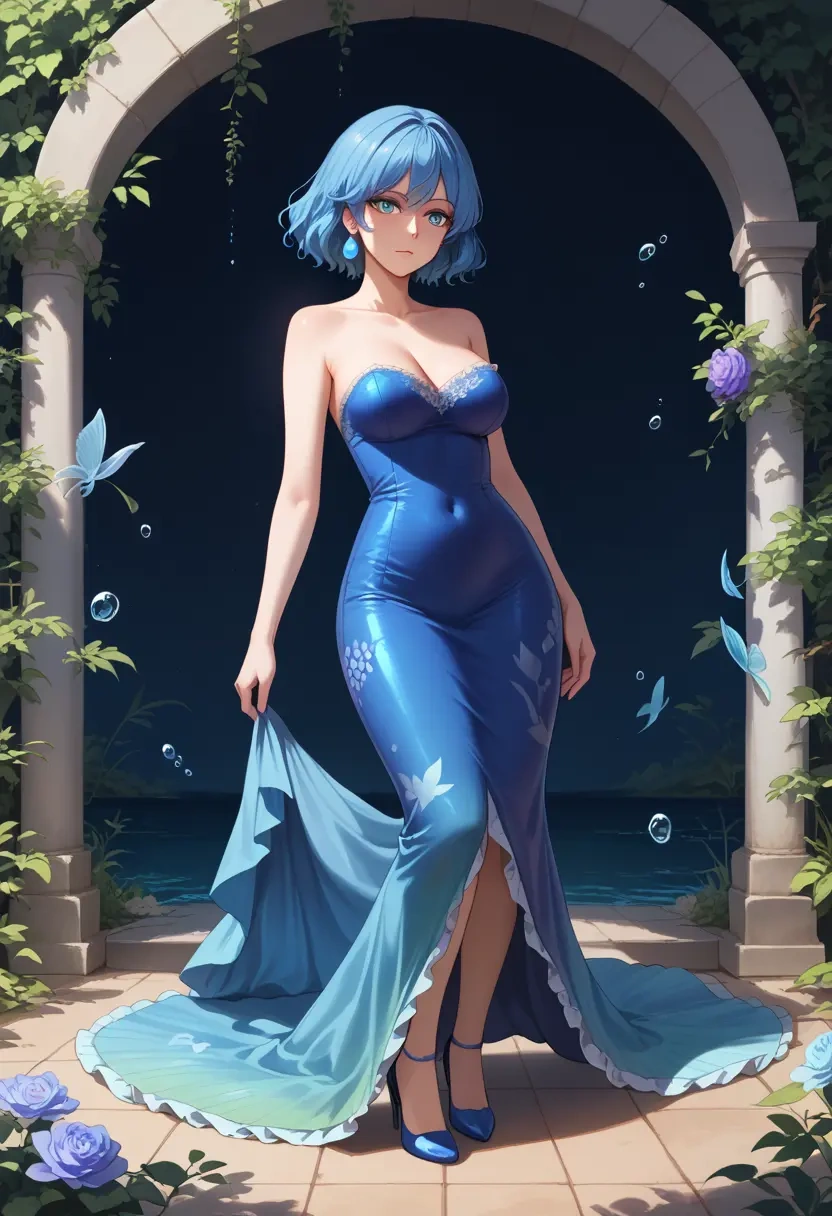 touhou,unzan,gown,strapless,mermaid silhouette  - 