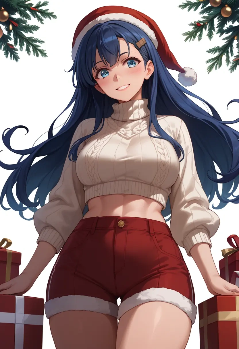 kantai_collection,urakaze_(kancolle),Christmas,red velvet shorts,turtleneck sweater  - 