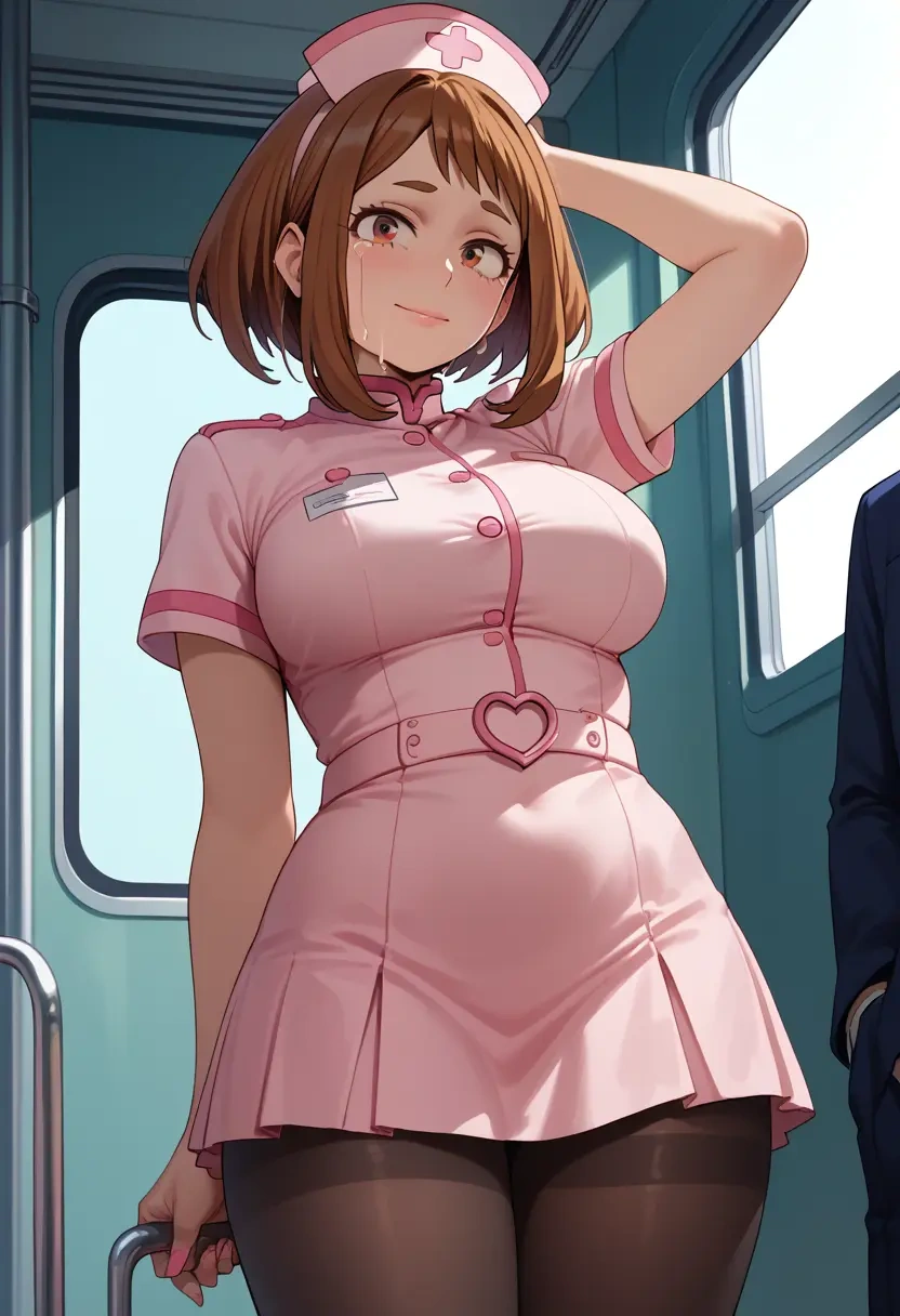 boku_no_hero_academia,uraraka_ochako,nurse, pantyhose,mini skirt  - 