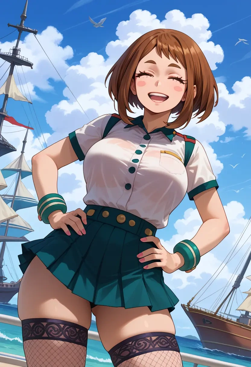 boku_no_hero_academia,uraraka_ochako,mini skirt, stockings  - 