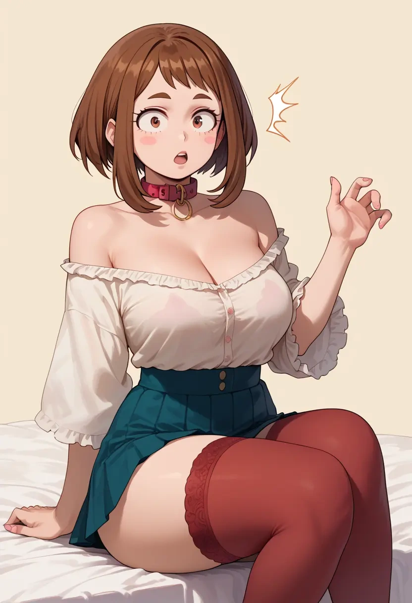 boku_no_hero_academia,uraraka_ochako,collar,oversized,Thigh garters  - 