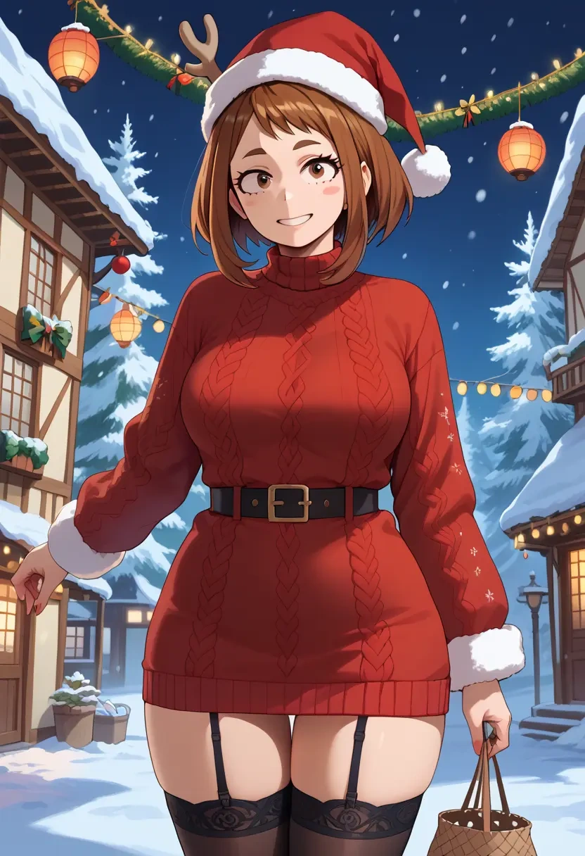 boku_no_hero_academia,uraraka_ochako,sweater,stockings,Thigh garters  - 