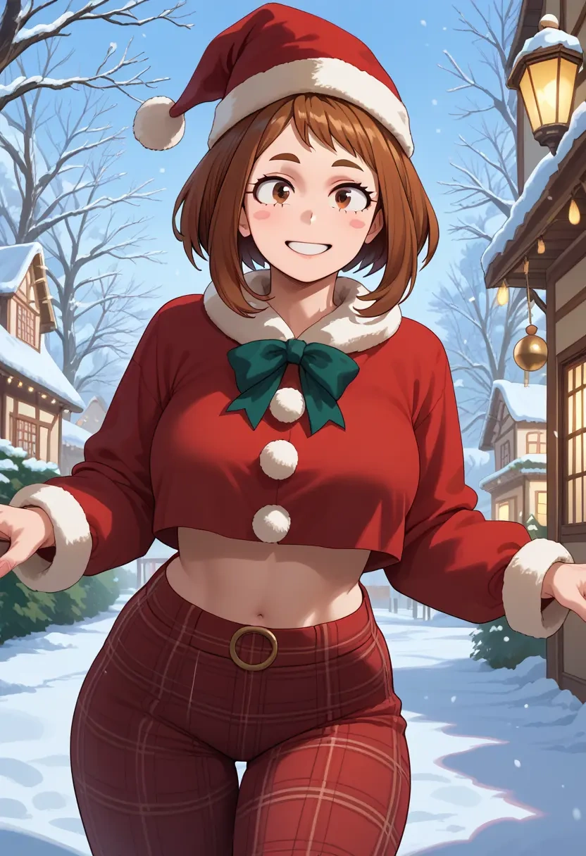 boku_no_hero_academia,uraraka_ochako,Christmas,plaid trousers  - 