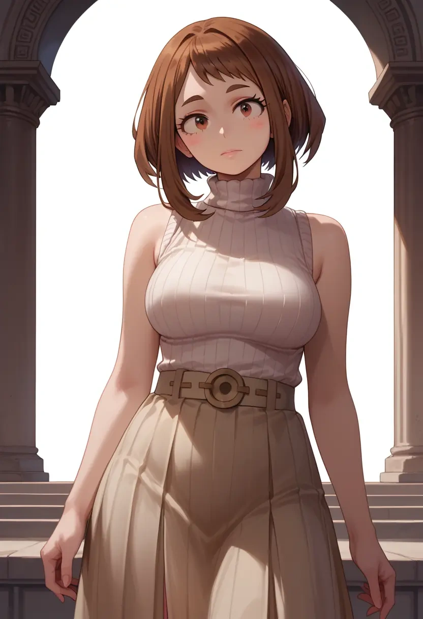 boku_no_hero_academia,uraraka_ochako,turtleneck,knit,maxi skirt  - 