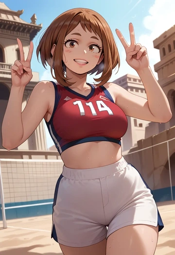 boku_no_hero_academia,uraraka_ochako,volleyball uniform  - AI generated anime art