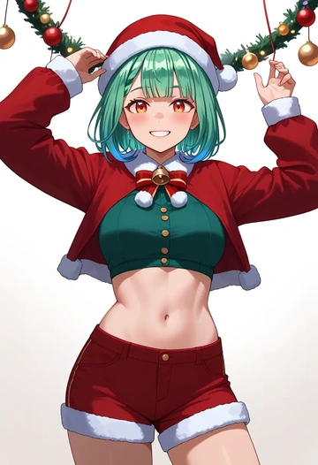 hololive,uruha_rushia_(1st_costume),Christmas,red velvet shorts  - AI generated anime art