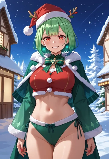 hololive,uruha_rushia_(1st_costume),Christmas,dress  - AI generated anime art