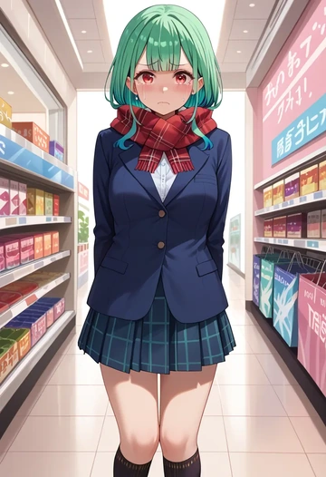 hololive,uruha_rushia_(1st_costume),winter,student uniform,plaid skirt  - AI generated anime art