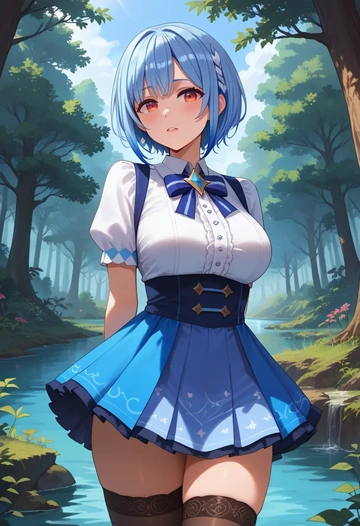 hololive,usada_pekora_(1st_costume),mini skirt,stockings  - AI generated anime art