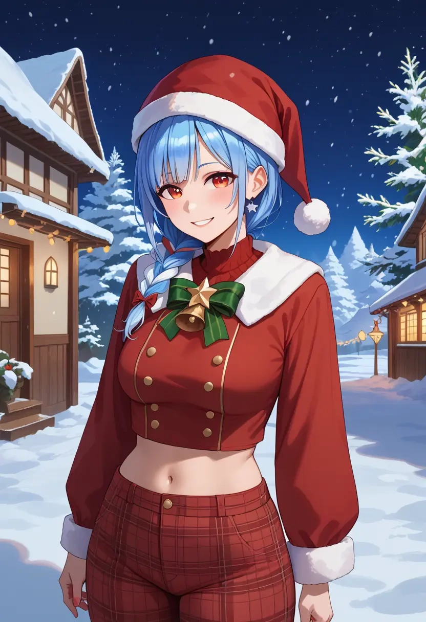 hololive,usada_pekora_(1st_costume),Christmas,plaid trousers  - 