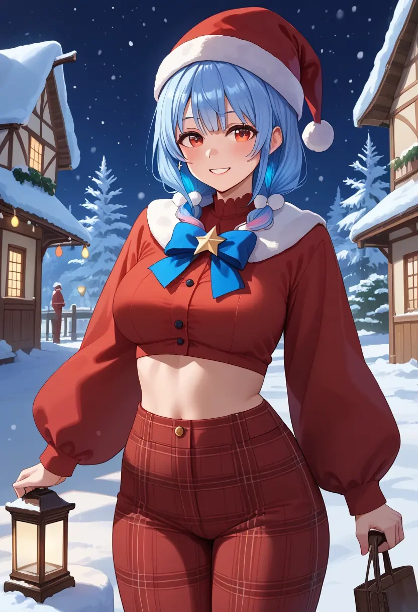 hololive,usada_pekora_(1st_costume),Christmas,plaid trousers  - 