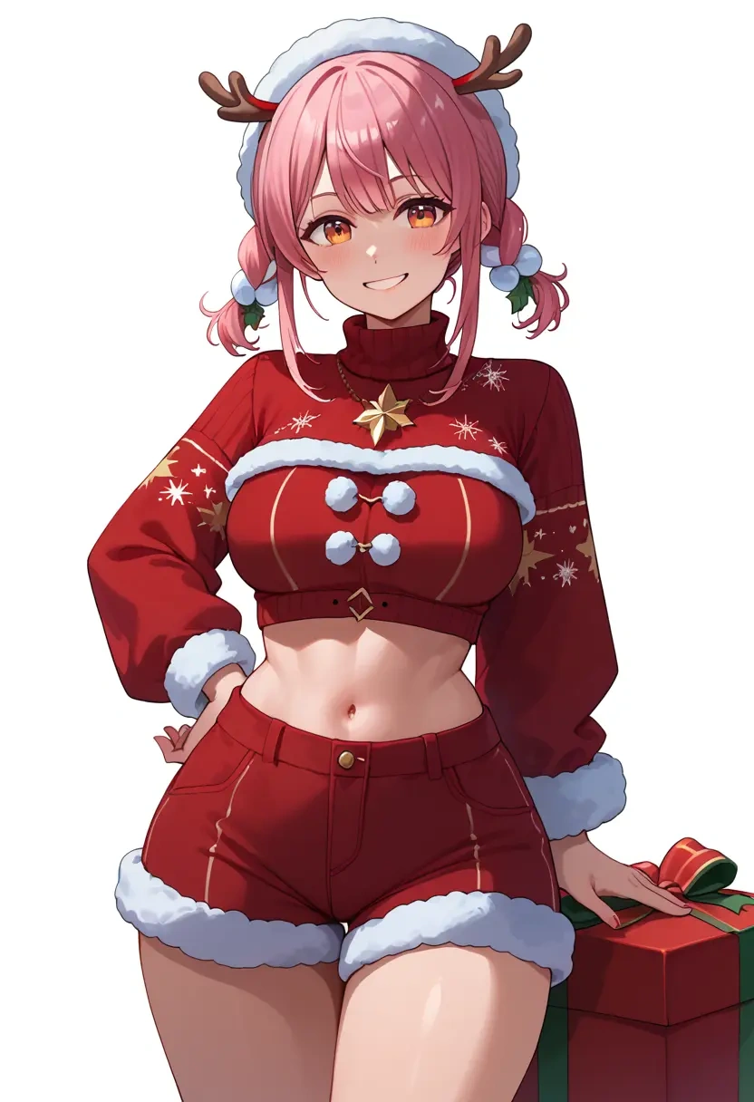 hololive,usada_pekora,Christmas,red velvet shorts,turtleneck sweater  - 