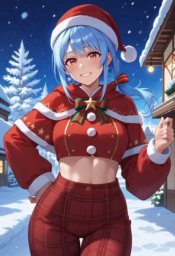 hololive,usada_pekora,Christmas,plaid trousers  - AI generated anime art