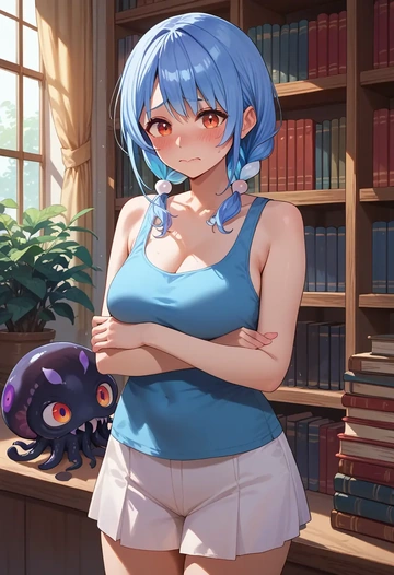 hololive,usada_pekora,tank top,mesh,cycling shorts  - AI generated anime art