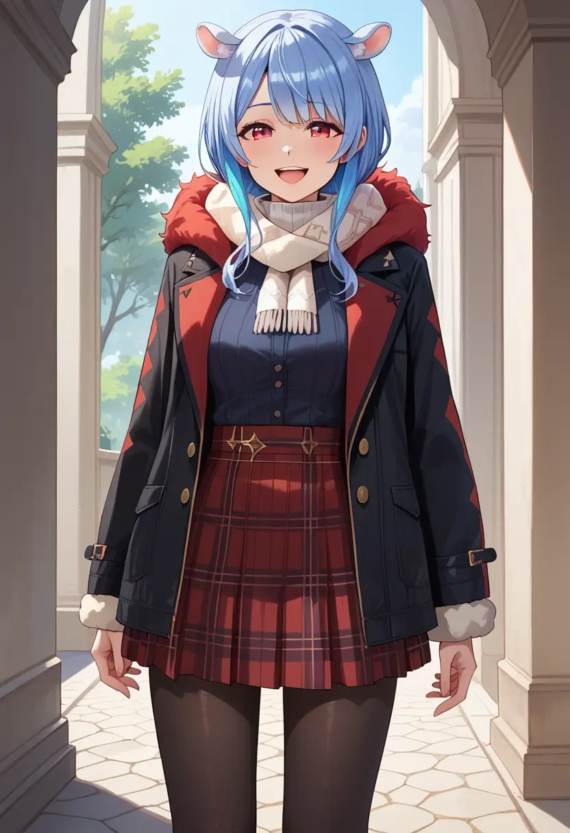 hololive,usada_pekora,winter,student uniform,fur-collared jacket  - 