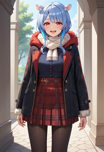 hololive,usada_pekora,winter,student uniform,fur-collared jacket  - AI generated anime art