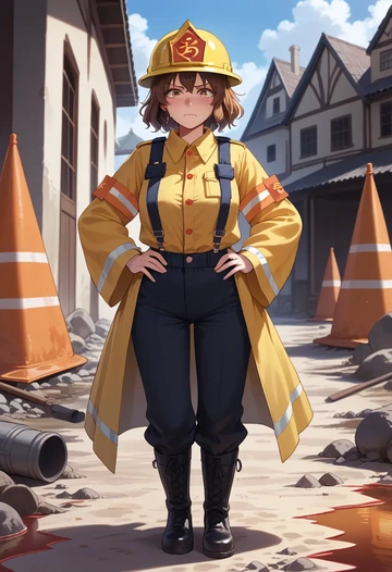 touhou,usami_renko,firefighter  - AI generated anime art