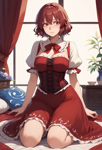 touhou,usami_renko,vampire corset,lace blouse,velvet skirt  - AI generated anime art