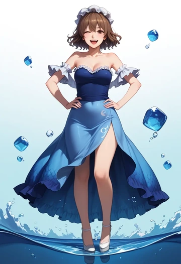 touhou,usami_renko,gown,strapless,mermaid silhouette  - AI generated anime art