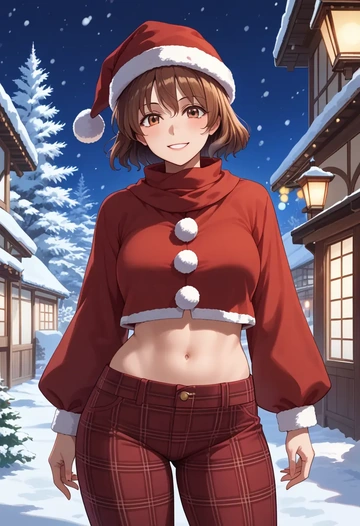 touhou,usami_sumireko,Christmas,plaid trousers  - AI generated anime art