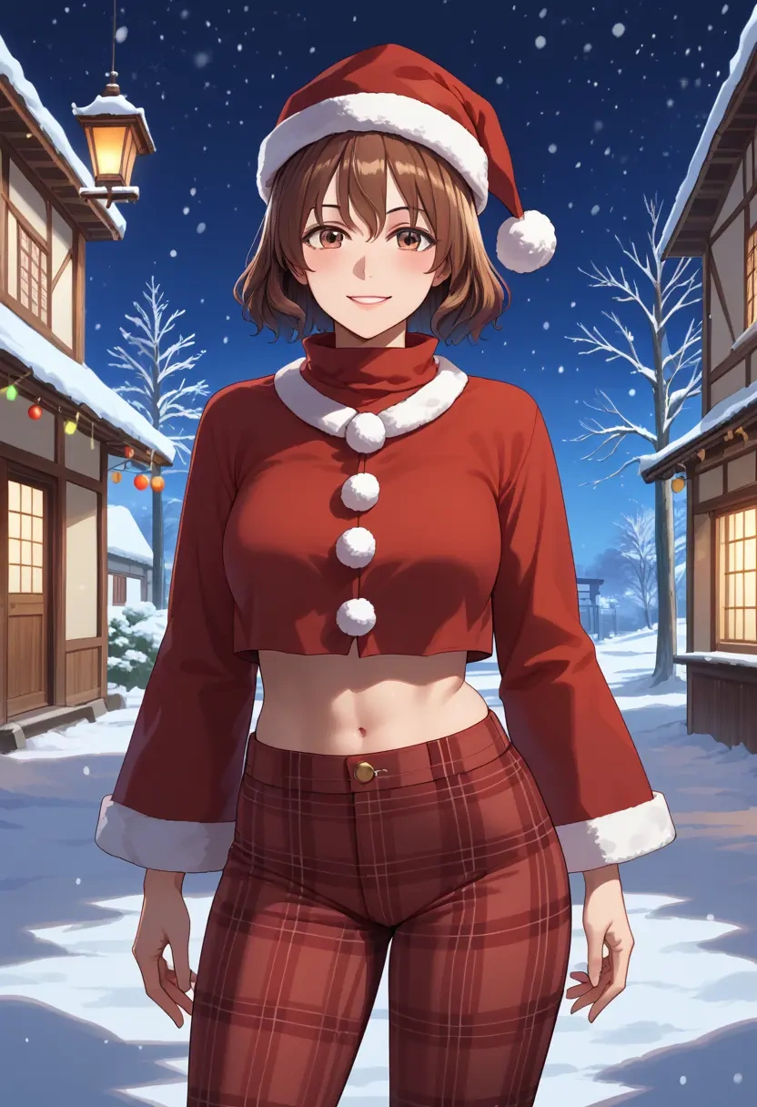 touhou,usami_sumireko,Christmas,plaid trousers  - 