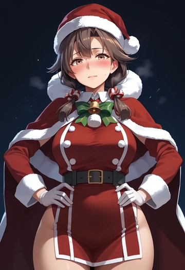 kantai_collection,ushio_(kancolle),Christmas,red velvet dress  - AI generated anime art