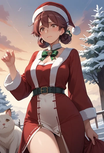 kantai_collection,ushio_(kancolle),Christmas,red velvet dress  - AI generated anime art