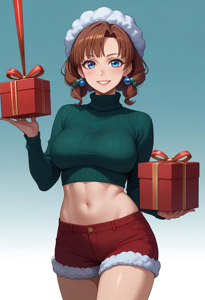 umineko_no_naku_koro_ni,ushiromiya_maria,Christmas,red velvet shorts,turtleneck sweater  - 