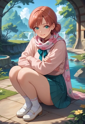 umineko_no_naku_koro_ni,ushiromiya_maria,spring,student uniform,light cardigan  - AI generated anime art