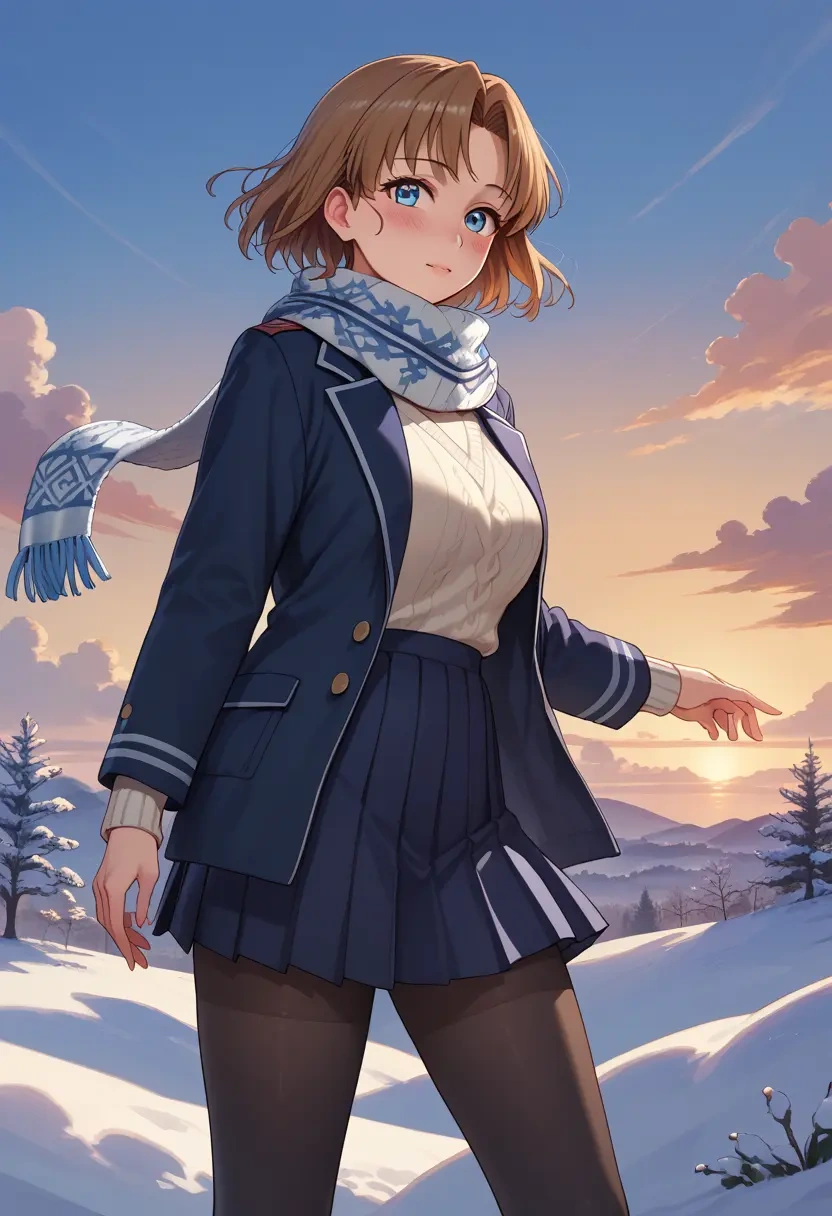 umineko_no_naku_koro_ni,ushiromiya_maria,winter,student uniform,puffer coat  - 