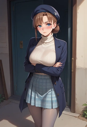 umineko_no_naku_koro_ni,ushiromiya_maria,winter,student uniform,pea coat  - AI generated anime art