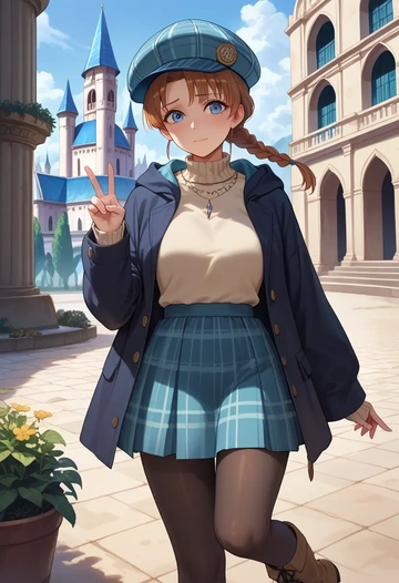 umineko_no_naku_koro_ni,ushiromiya_maria,winter,student uniform,hooded coat  - AI generated anime art