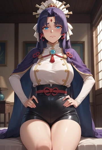 fate_(series),ushiwakamaru_(fate),leather,shorts  - AI generated anime art