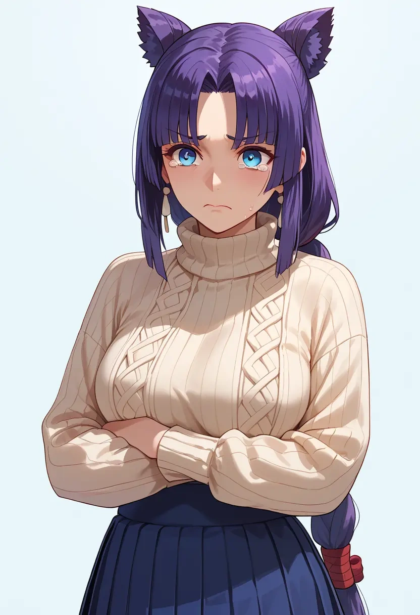 fate_(series),ushiwakamaru_(fate),sweater,cropped,pleated midi skirt  - 