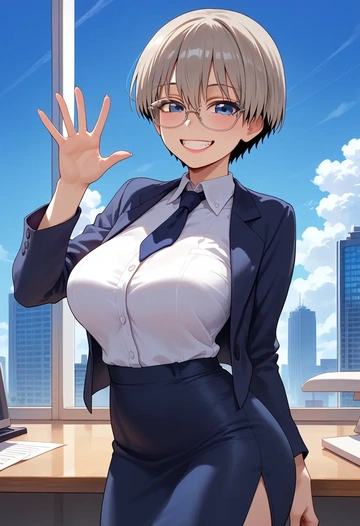 uzaki_chan_wa_asobitai,uzaki_hana,OL, glasses,  - AI generated anime art