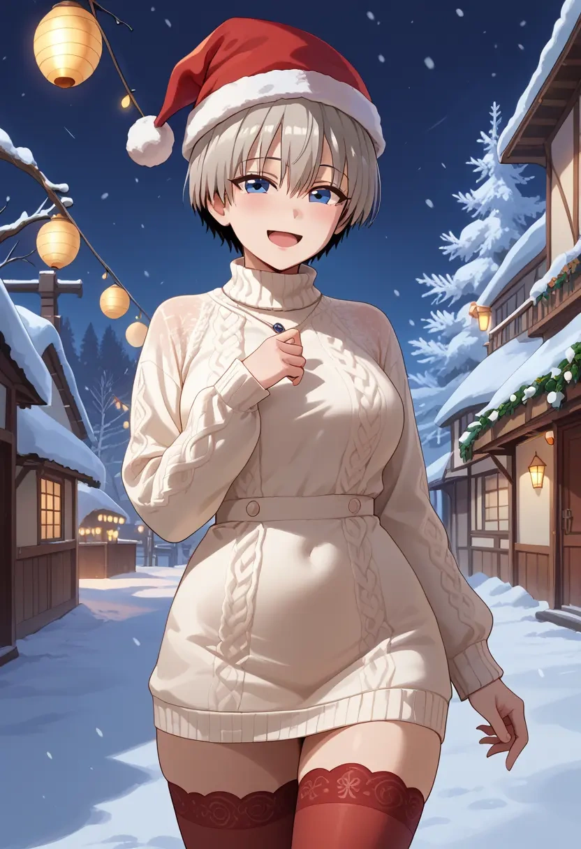 uzaki_chan_wa_asobitai,uzaki_hana,Christmas,sweater dress,stockings  - 