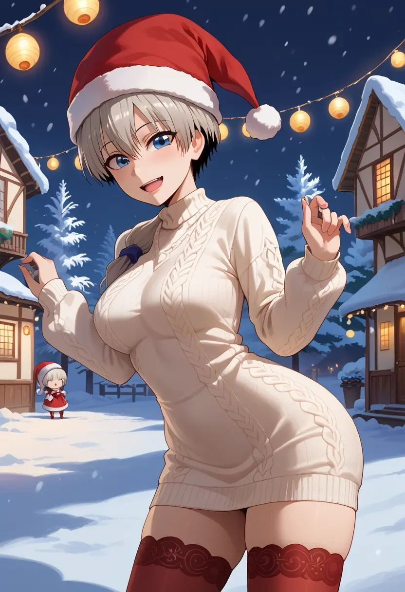 uzaki_chan_wa_asobitai,uzaki_hana,Christmas,sweater dress,stockings  - 