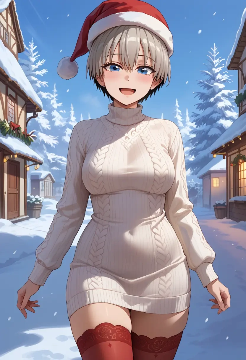 uzaki_chan_wa_asobitai,uzaki_hana,Christmas,sweater dress,stockings  - 