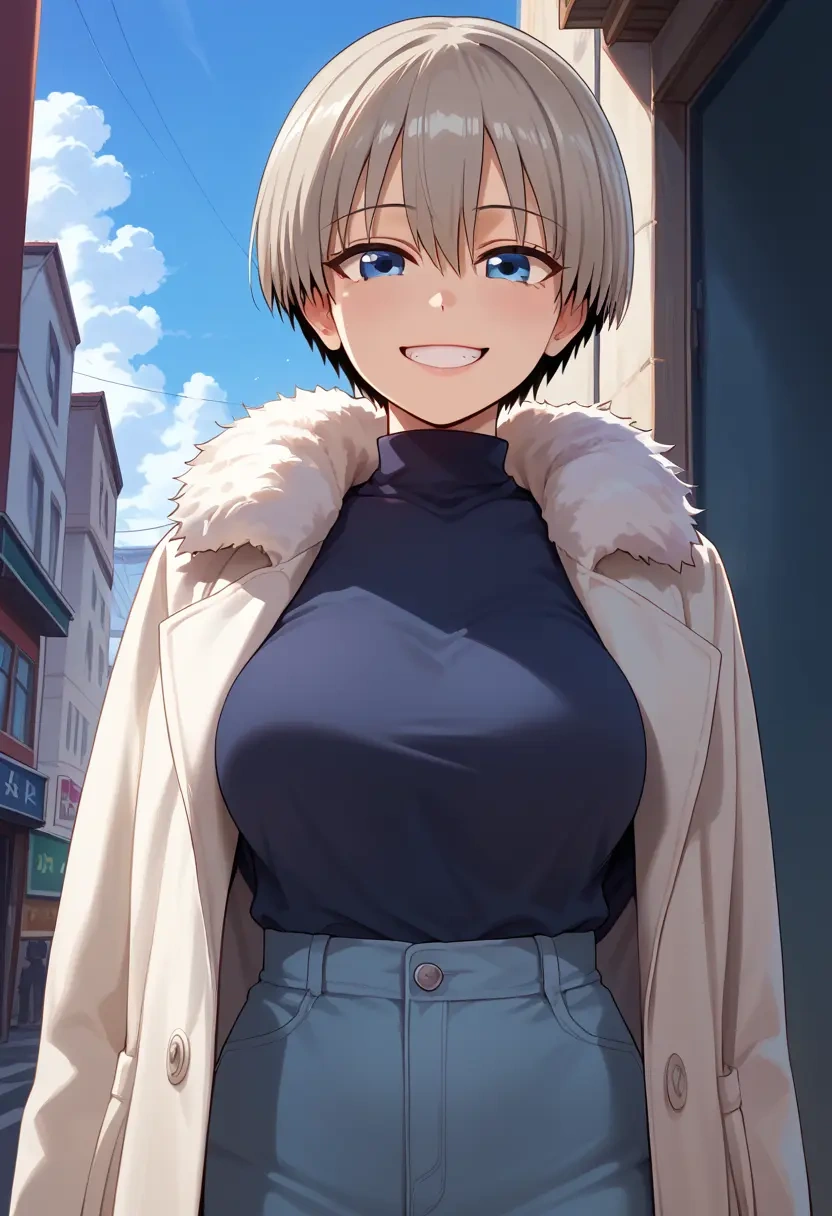 uzaki_chan_wa_asobitai,uzaki_hana,coat,fur-collar,tailored trousers  - 