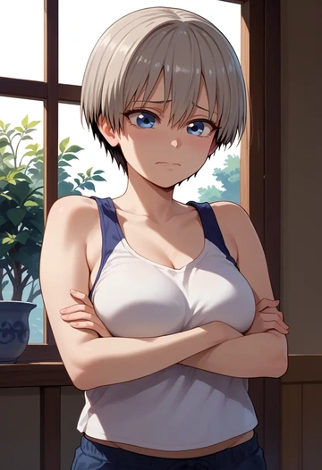 uzaki_chan_wa_asobitai,uzaki_hana,tank top,drawstring pants  - AI generated anime art