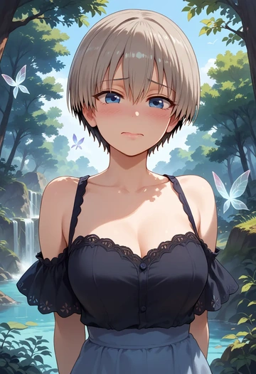 uzaki_chan_wa_asobitai,uzaki_hana,dark fairy blouse,layered tulle skirt,glitter stockings  - AI generated anime art