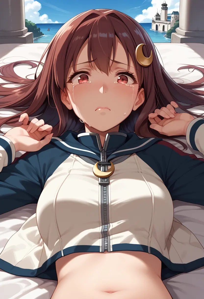 kantai_collection,uzuki_(kancolle),crop hoodie,shorts  - 