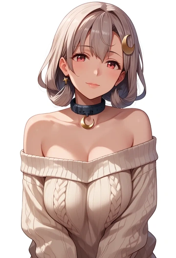 kantai_collection,uzuki_(kancolle),sweater,off-shoulder,collar  - AI generated anime art