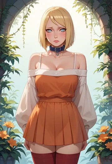 naruto_(series),uzumaki_naruto,collar,oversized,Thigh garters  - AI generated anime art