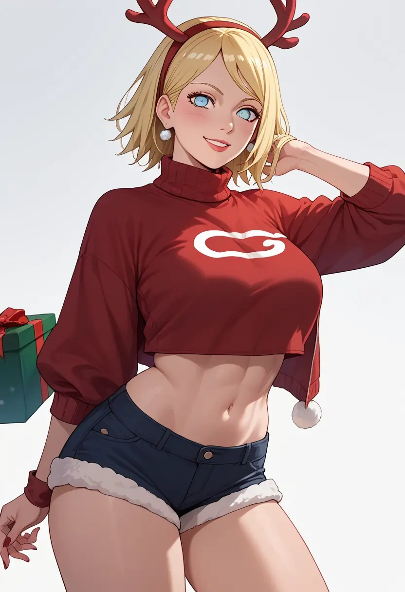 naruto_(series),uzumaki_naruto,Christmas,red velvet shorts,turtleneck sweater  - 