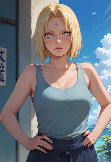 naruto_(series),uzumaki_naruto,tank top,mesh,cycling shorts  - AI generated anime art