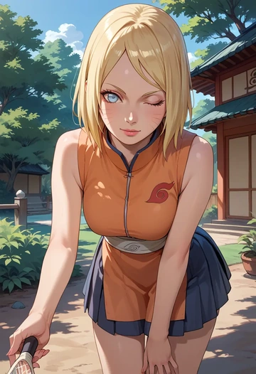 naruto_(series),uzumaki_naruto,tennis dress,visor,trainers  - AI generated anime art